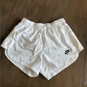 Nike White Women's Athletic Running Shorts with Black Logo